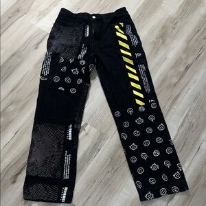 Finesse Jacko Patchwork Finesse Jeans Black Baggy Skater Punk Wide Leg Women's